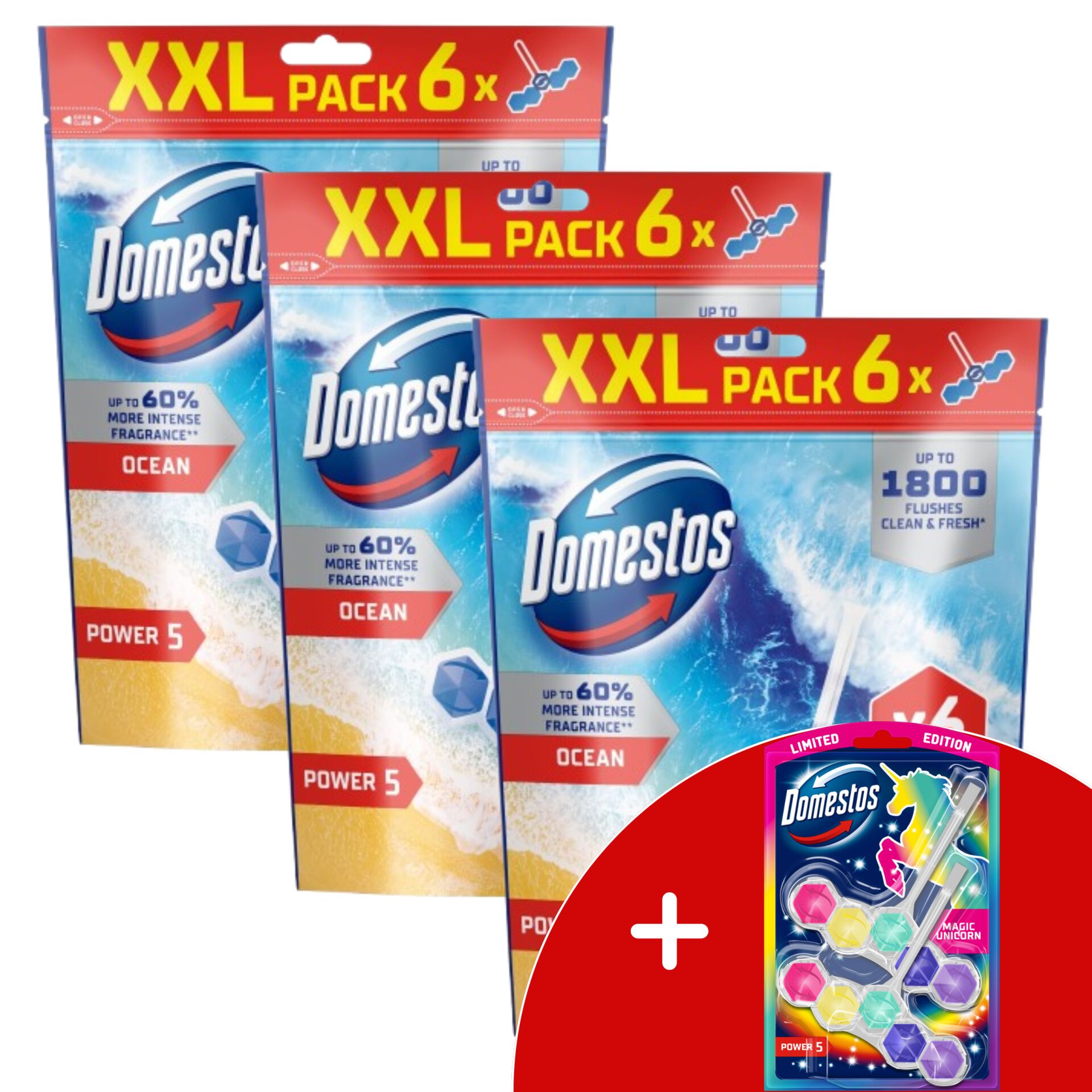 E-shop Domestos Power5 WC osviežovač blok Ocean (18x50g) + DARČEK Domest...
