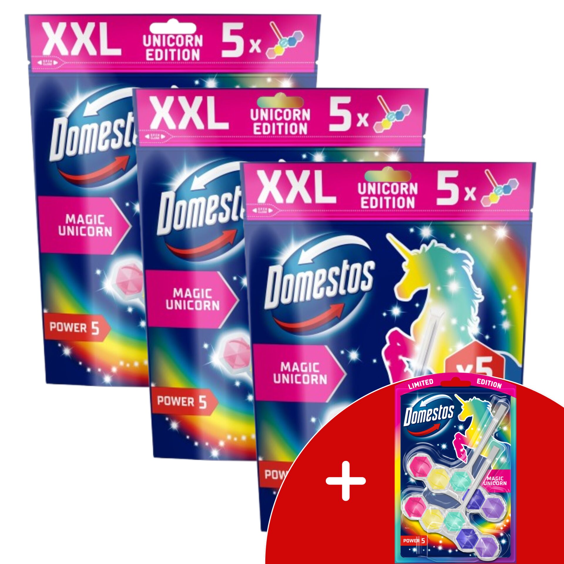 E-shop Domestos Power5 WC osviežovač blok Magic Unicorn (15x50g) + DARČE...