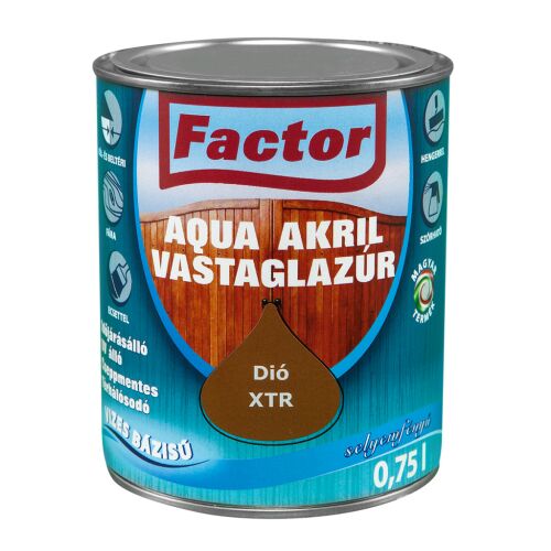 FACTOR Aqua Akril vastaglazúr - dió XTR 0,75 l