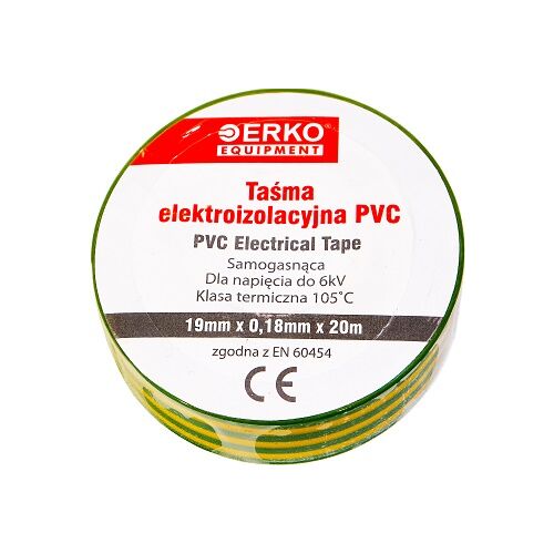 Nagy szigetelőszalag 19mm 20m Sárga/Zöld ERKO