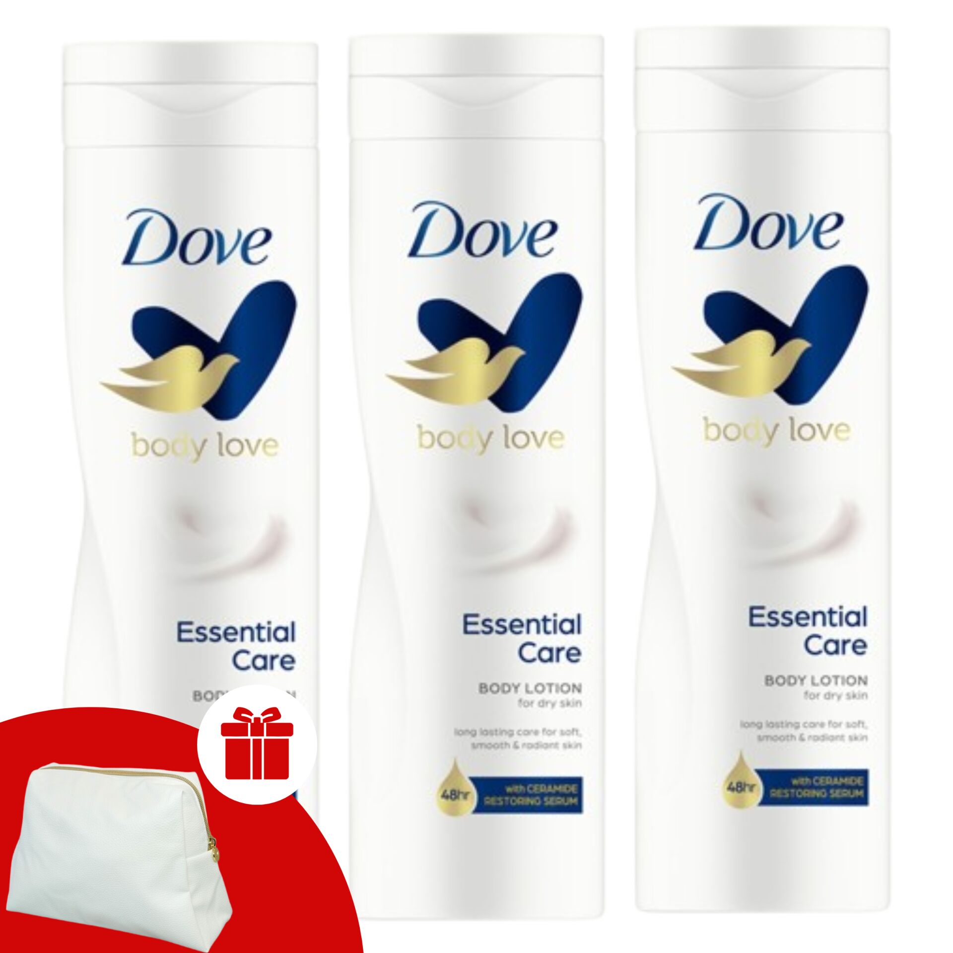 E-shop Telové mlieko Dove Essential Care 3x250ml + Darčeková kozmetická...