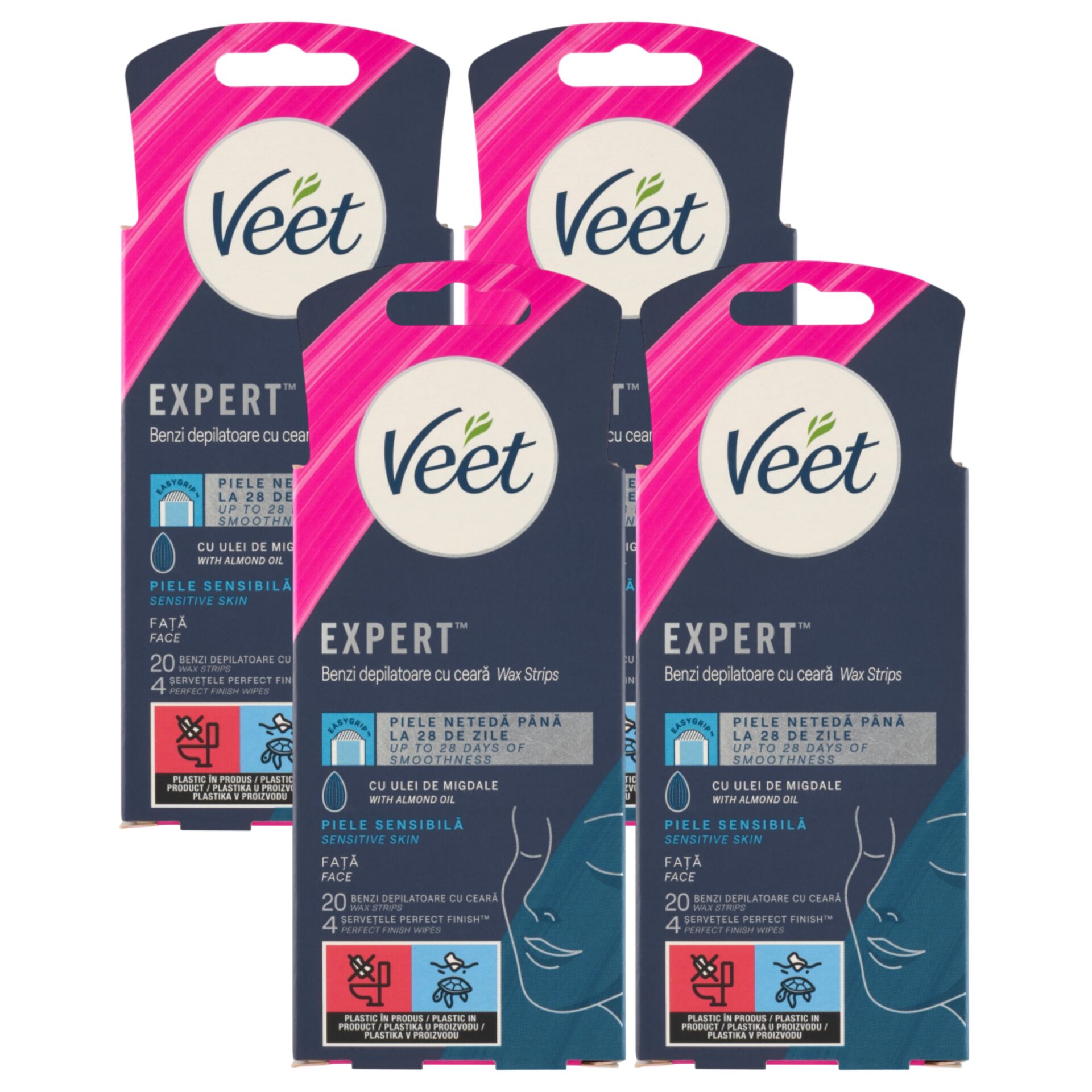 E-shop Veet Expert Studené voskové pásiky pre citlivú pleť, tvár 4x20 ks