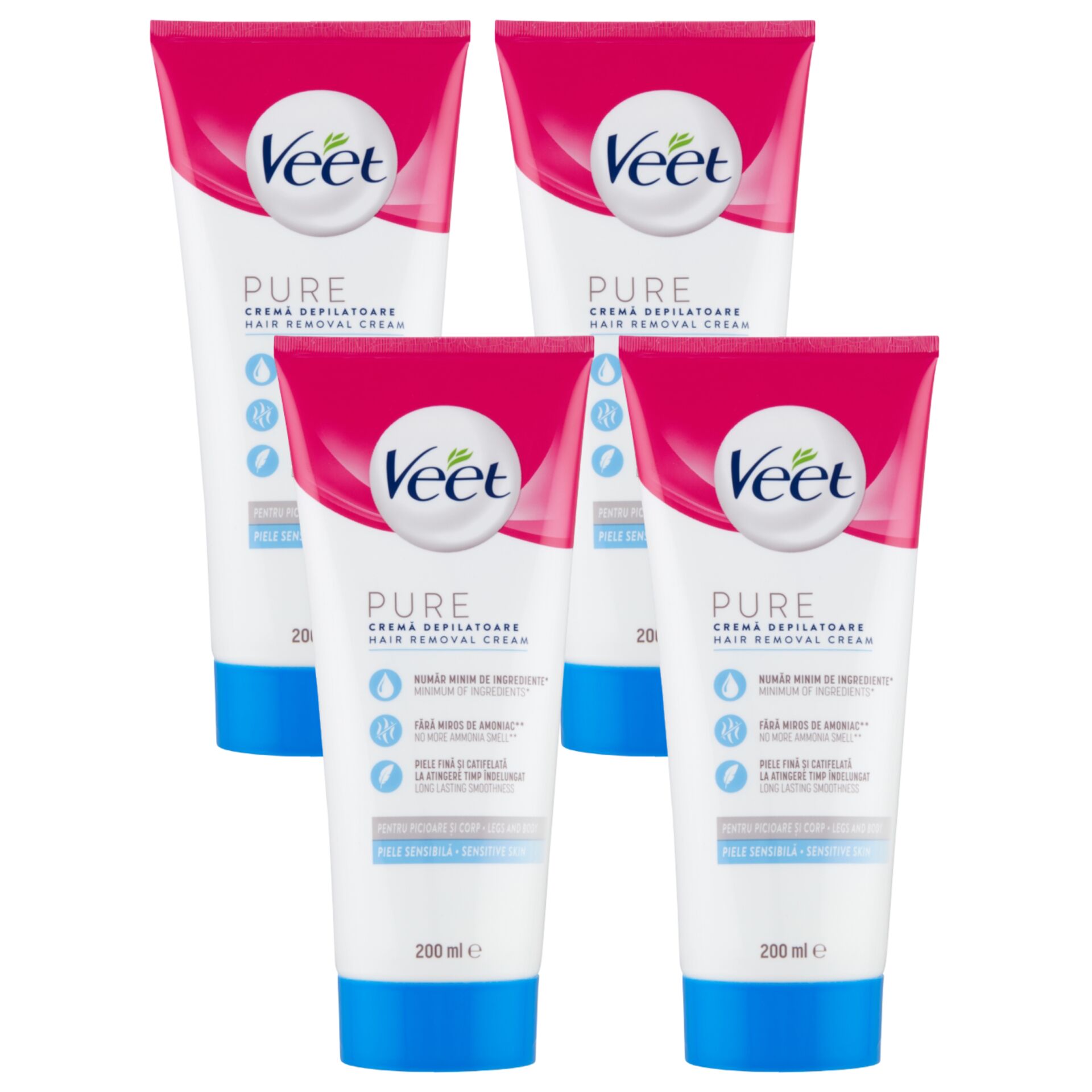 E-shop Veet Pure Depilačný krém pre citlivú pokožku 4x200ml