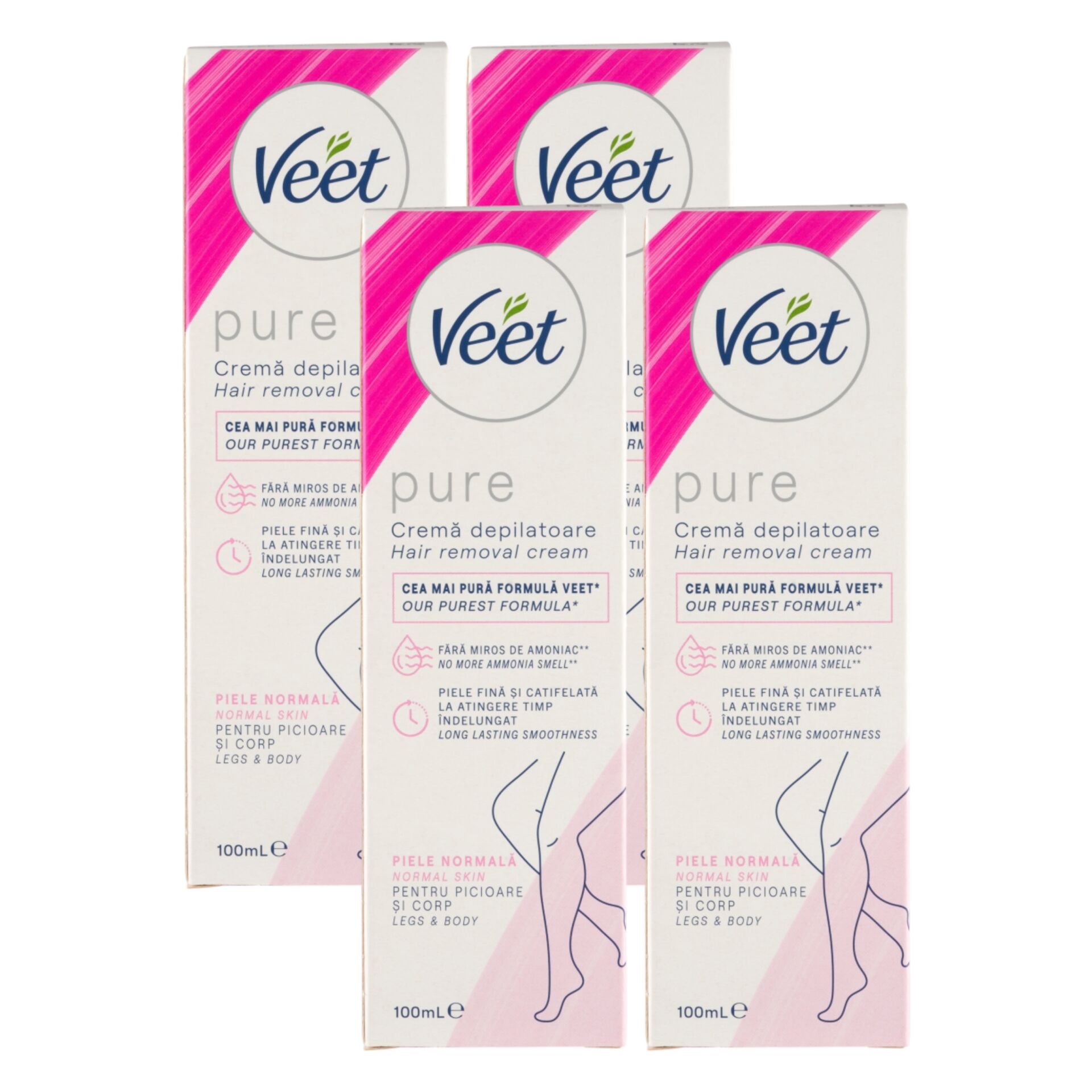 E-shop Veet Silk&amp;Fresh Depilačný krém pre normálnu pokožku 4x100ml
