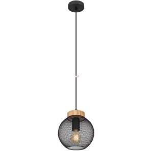 Závesná lampa Pablo 15663H, 1xE27, matná čierna+hnedá, IP20, Globo 43979928 - Lampy&osvetlenie