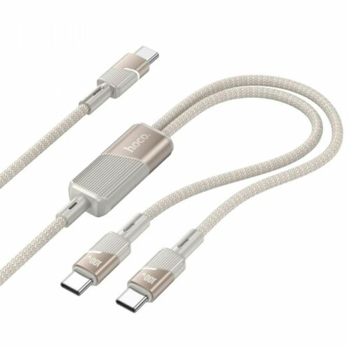 USB-C - 2 x USB-C kábel Hoco U139 2 az 1-ben, 100W, 5A, 1.2m, Arany 155111482 - Kábel