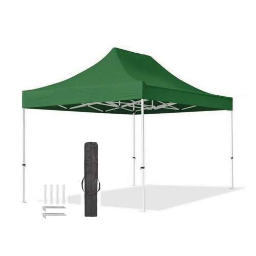 BipiLine zöld party pavilon, 3x4,25m, összecsukható, hordtáskával és cövekekkel