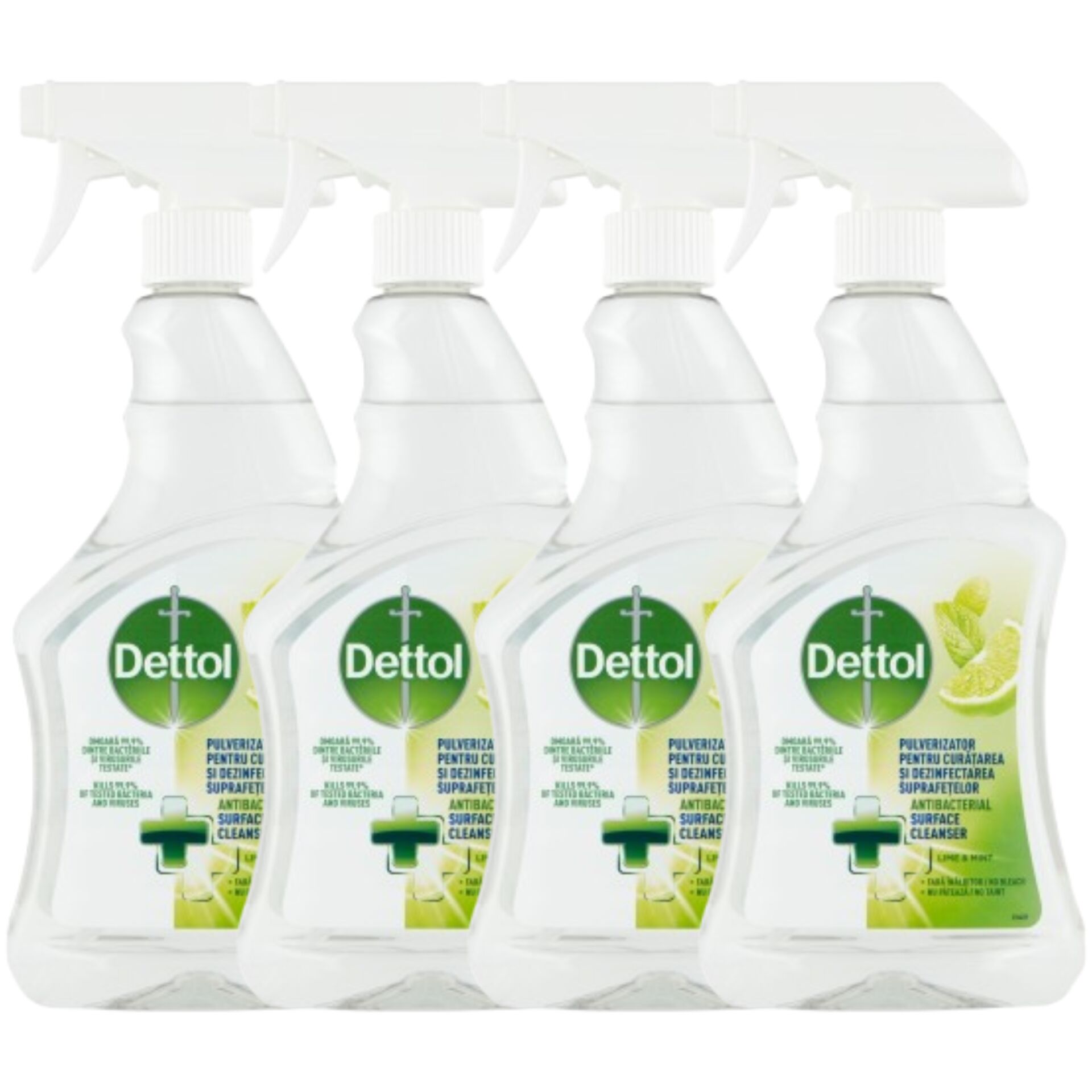 E-shop Dettol Limetka&amp;Mäta Antibakteriálny Čistič Povrchov Sprej 4x500ml