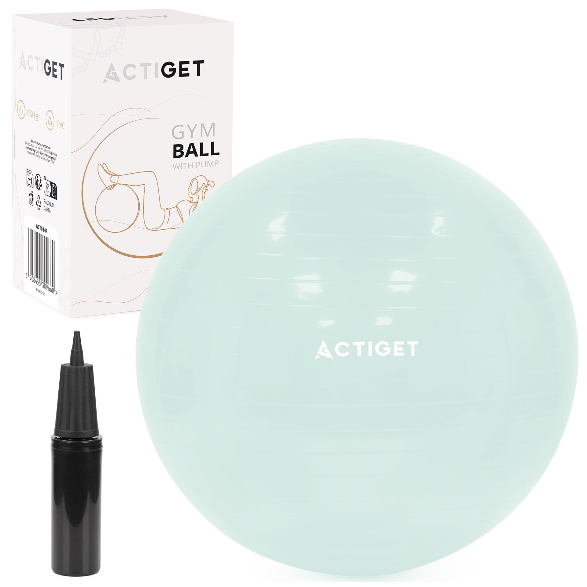 E-shop ActiGet Fitness lopta s pumpou, 65 cm - Tyrkysová