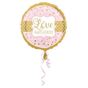 Rosa und goldener 'Love Always & Forever' Folienballon, 43 cm - Amscan