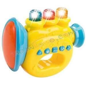 Sárga és kék zenei játék trombita babáknak, fényekkel és hangokkal, BamBam márka - BamBam