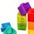 Close-up of BamBam rubber building blocks with numbers and animal shapes