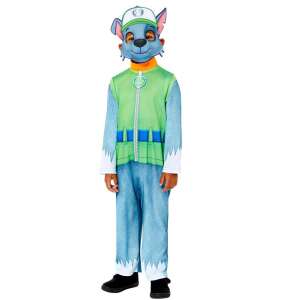 Kostium Rocky z Psiego Patrolu dla chłopców w wieku 3-4 lat, zielony i niebieski kombinezon z maską - Disney Kostium dla dzieci