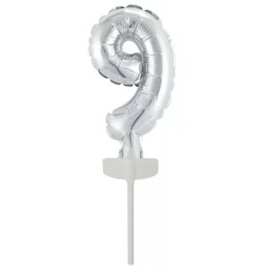 Amscan Srebrny Balon Foliowy Numer 9 Topper na Tort - Amscan