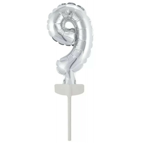 Amscan Srebrny Balon Foliowy Numer 9 Topper na Tort