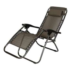 Zero Gravity Patio Chair with Headrest, Brown - Garden Furniture