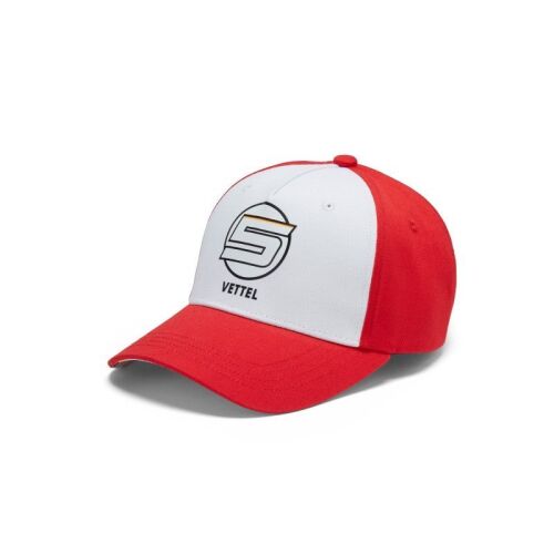 Ferrari Sebastian Vettel 5 baseball sapka, elölnézet, piros és fehér 