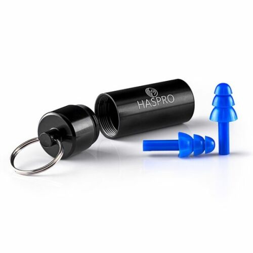 Haspro Swim Universal füldugók, kék színű, fekete tárolóval és kulcstartóval, úszáshoz és vízvédelemhez - Füldugó