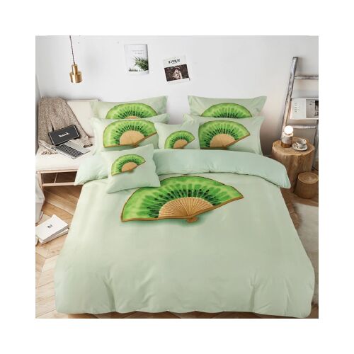 Kiwi Ventilátor ágyneműhuzat garnitúra, 3 részes, 140x200 cm, egyedi kiwi és ventilátor mintával.