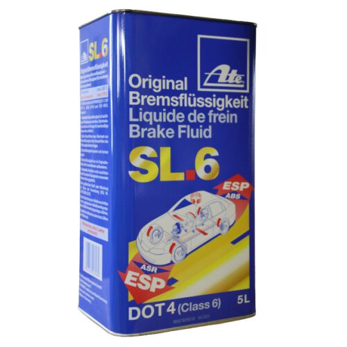 ATE SL6 DOT4 Fékfolyadék 5L, alacsony viszkozitású fékfolyadék modern járművekhez - Kenőanyag