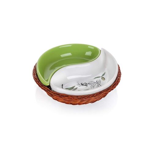 Olíva kínálótál kosárban 2 részes  20.5cm
