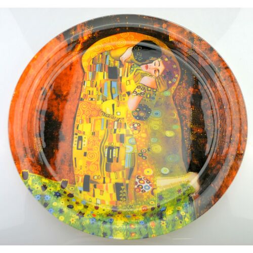 KLIMT ÜVEGTÁNYÉR 37.5 CM A Csók festménnyel, dekoratív üveg kínálótálca - Tálalás