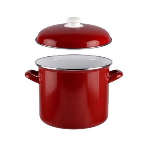 Piros zománcos fazék, fedővel 8.6 l (24 cm)