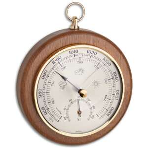 Barometer with thermometer, oak wood frame, 45.1000.01 - Tire pressure gauge