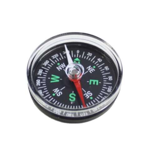 40mm compass with black face and white markings, perfect for navigation and outdoor activities