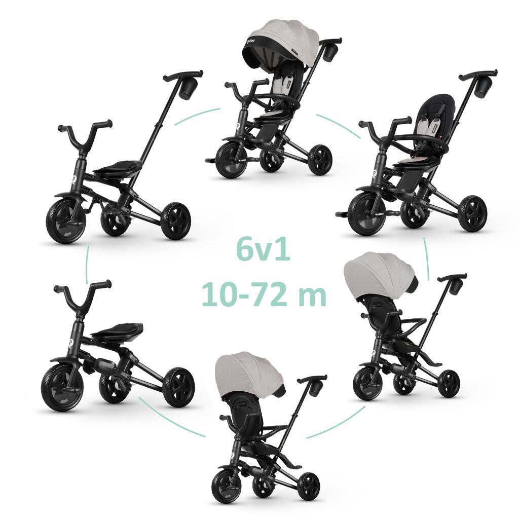 E-shop QPLAY Trojkolka Nova Niello Grey, skladacia, vek 10-72 mesiacov