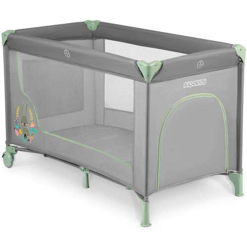 RicoKids Grau und Mint Reisebett mit Netzseiten