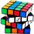 Rubik kocka 4x4 - részlegesen kirakott, belső mechanizmus látható