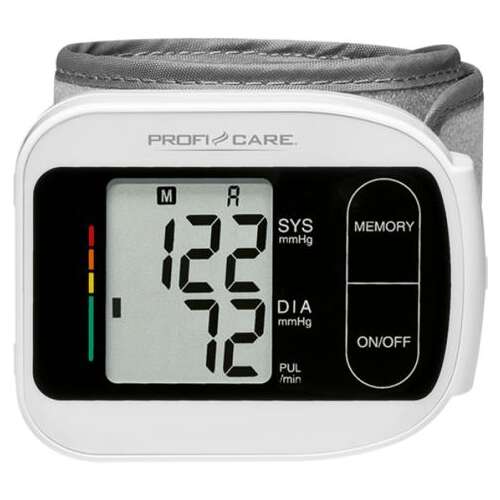ProfiCare PC-BMG 3018 vérnyomásmérő, LCD kiejlző, Automata kikapcsolás, 2x 1,5 V (AAA) elemmel működik, Fehér/fekete 44060440
