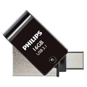 Philips 16GB USB 3.1 OTG pendrive, USB C és USB A csatlakozókkal, fekete és ezüst színben - Pendrive