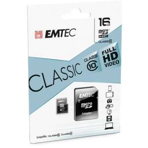 EMTEC "Classic" 16GB CL10 20/12 MB/s microSDHC Memóriakártya adapterrel 58120402 