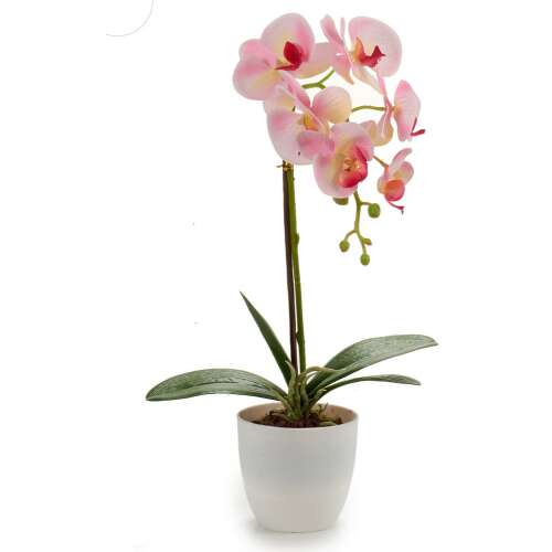 Élethű rózsaszín orchidea fehér cserépben 41cm 44079976