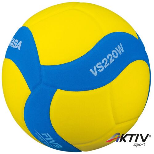 Mikasa VS220W iskolai röplabda, sárga és kék színben, hivatalos méret és súly - Strandröplabda