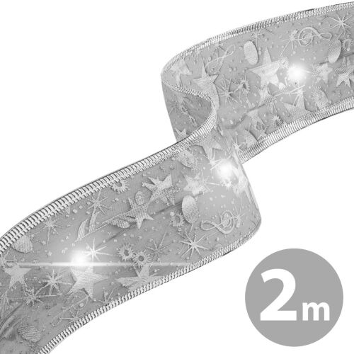 Karácsonyi LED-es szalag - ezüst - 2 m x 5 cm - 2 x AA 155757000 - Dekoráció