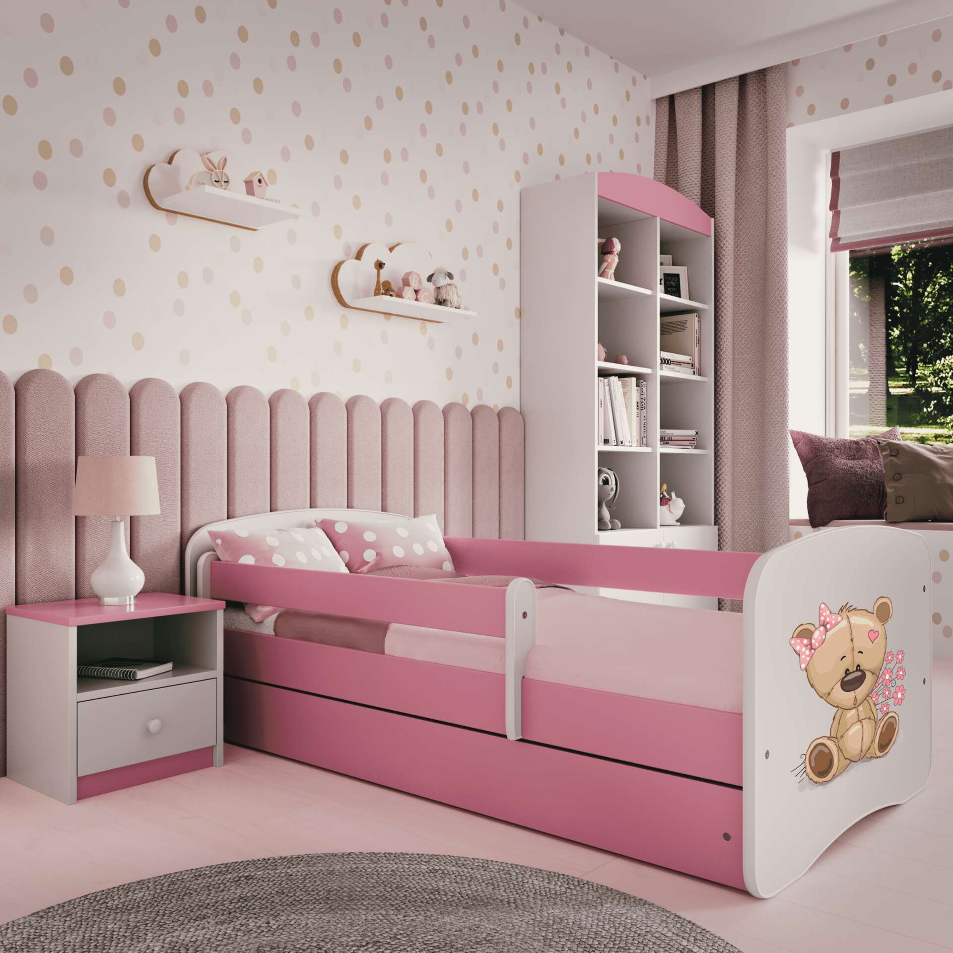 Kocot Kids Babydreams Ifjúsági ágy ágyneműtartóval - Maci virágok...
