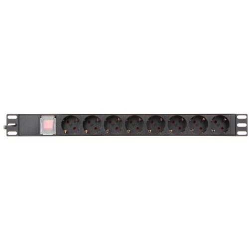 PD-8/RACK-N Elosztó, 8 Csatlakozós 1U Rack Szerelhető Elosztó Kapcsolóval - Rack szekrény kiegészítő