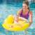 Baby in Bestway Swim Safe Baby Swim Support, yellow inflatable ring with back support for babies, in a swimming pool