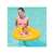 Baby in Bestway Swim Safe ABC Baby Swim Support, yellow inflatable ring with seat for babies, in a swimming pool