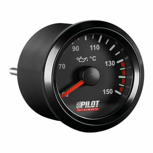 Pilot Instruments Black Analog olajhőmérséklet mérő autó motor hőmérsékletének ellenőrzésére 