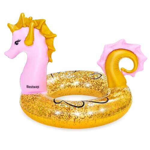 Bestway Trblietavá plávajúca guma 115x104cm - morský koník #gold-pink