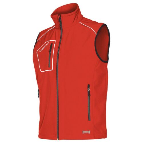 ISSALINE Snappy piros softshell mellény fényvisszaverő részletekkel, munkaruha - Munkás mellény