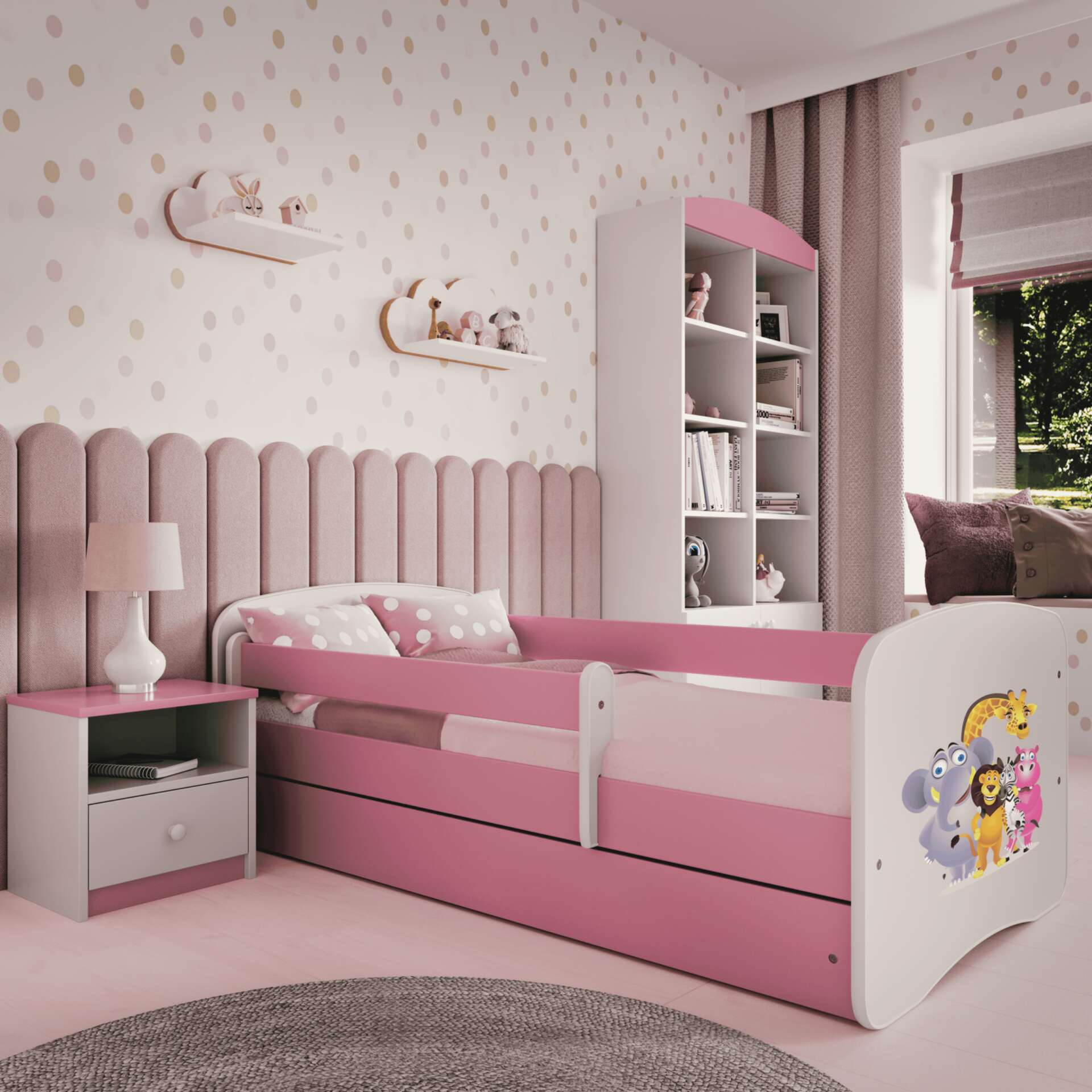 Kocot Kids Babydreams Ifjúsági ágy ágyneműtartóval - Állatok - Tö...