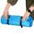 Springos self-inflating camping mat with pillow, blue, rolled up with straps