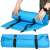 Springos self-inflating camping mat with pillow, blue, rolled up with straps