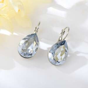 Platinával bevont csepp fülbevaló halvány szürkéskék Swarovski kristállyal - Női kiegészítő