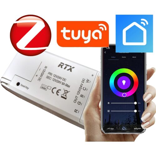 RTX LED vezérlő Zigbee és Tuya kompatibilitással, okostelefonos vezérlés és színválasztó felület - Okos otthon kiegészítő